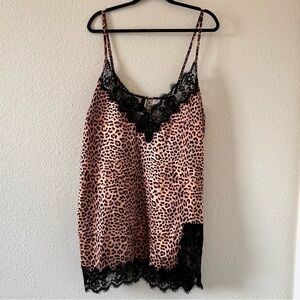 Boudoir Satin Blend Women Slip Dress XXL/24 Cheetah Floral Lace Date Intimate